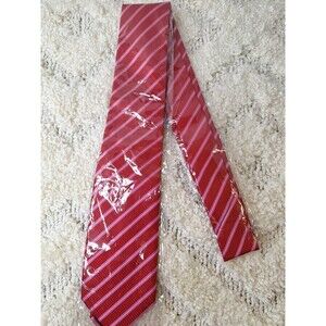 KAILONG Handmade 100 Silk Neck Tie Red Striped Career Preppy Casual Office Siren